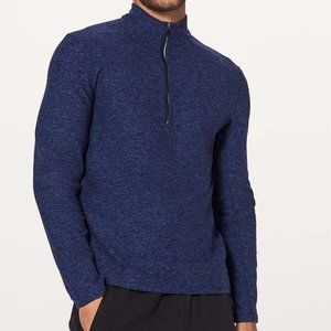 Lululemon Surge Warm 1/2 Zip Heathered Cerulean Blue / Black XS